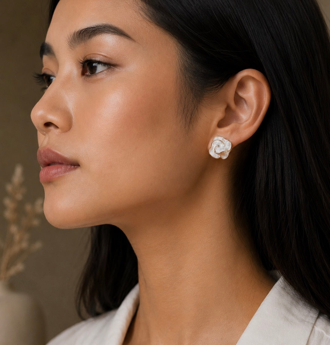 Camellia Flower Stud Earrings