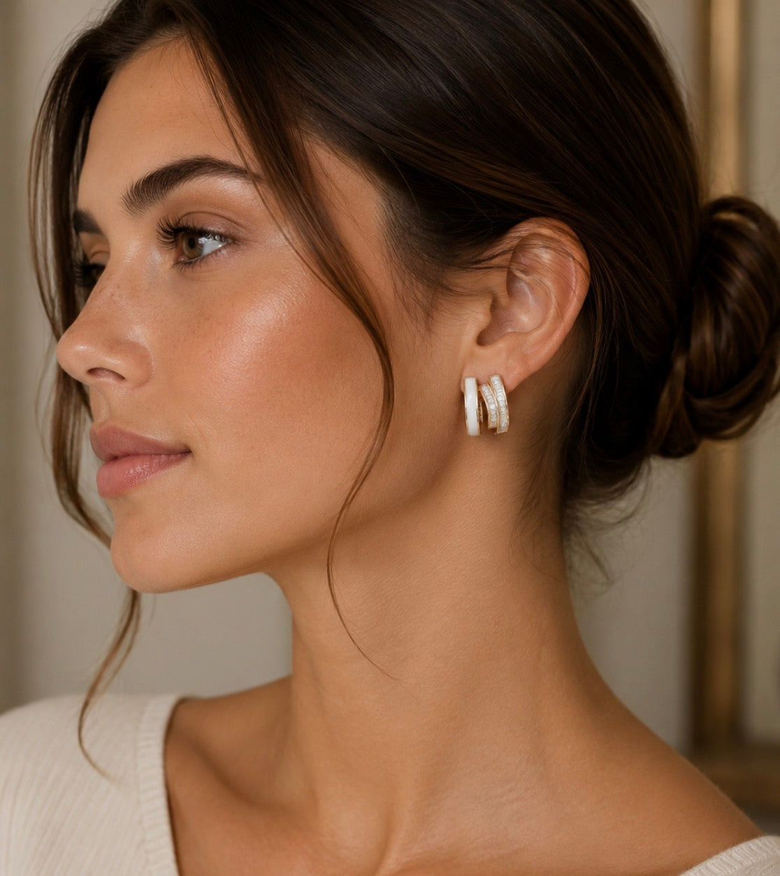 Gold Shell Textured Hoop Earrings