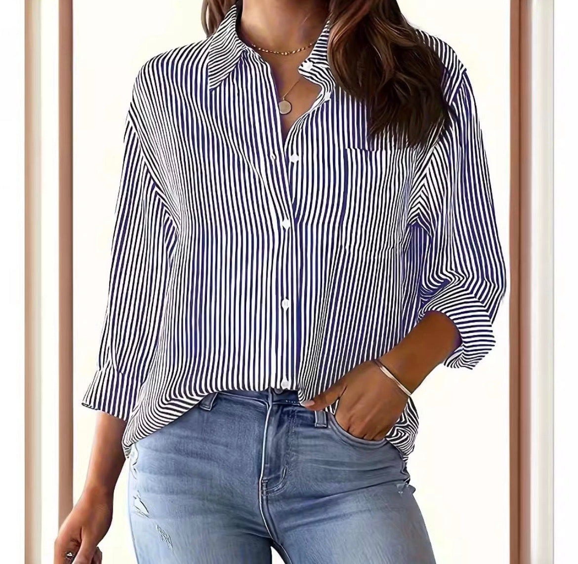 Black Stripe Button-Down Shirt