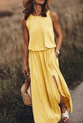Yellow Ribbed Tank Maxi Dress